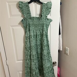 Hill House Green Patterned Nap Dress